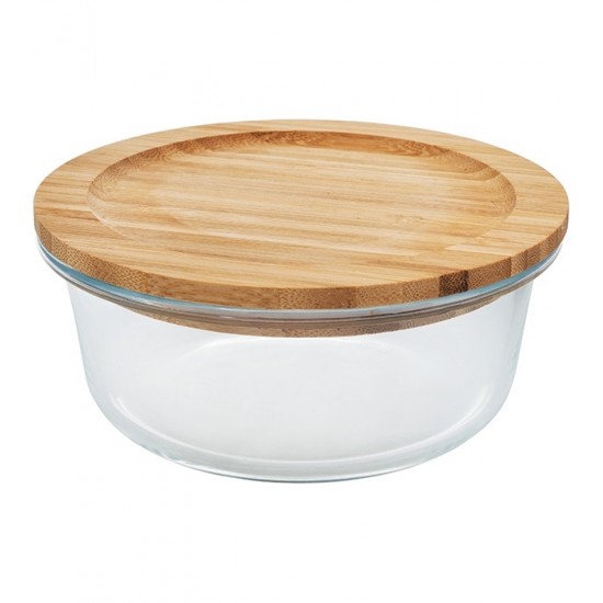 Pote 630ml Hermetico 15 x 6cm Com Tampa de Bambu